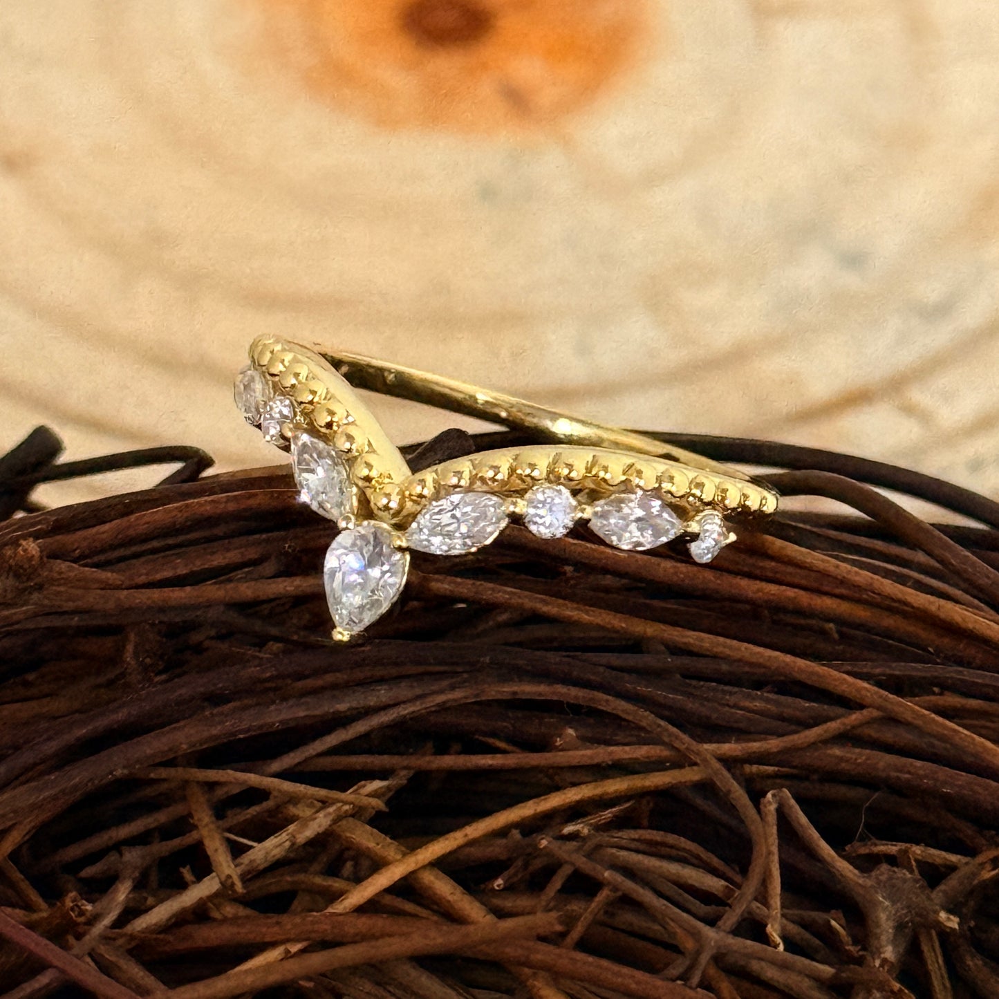 Majestic Pear‑Cut CV Diamond Tiara Ring