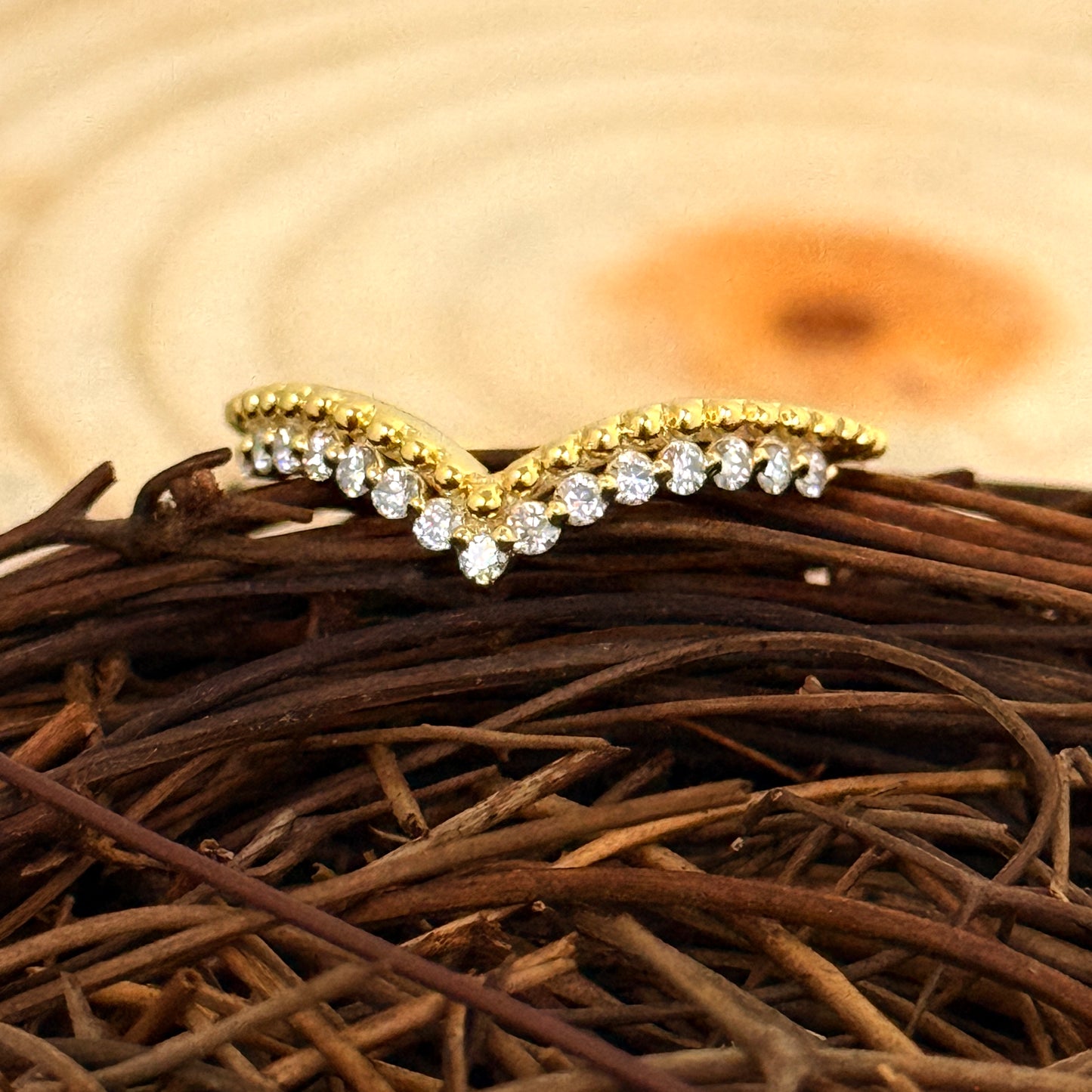 Gold Wave Crest Lab Grown Diamond Ring