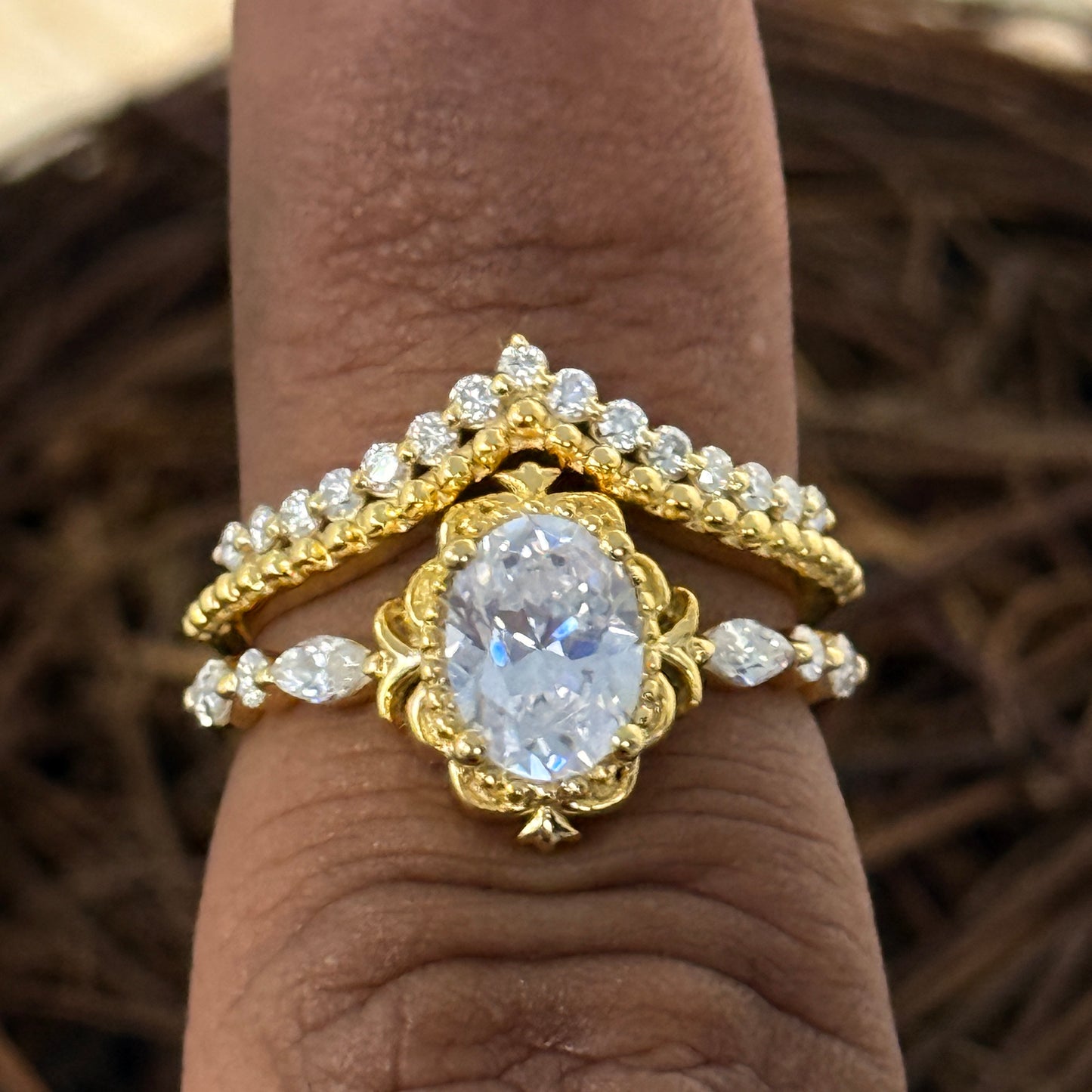 Gold Wave Crest Lab Grown Diamond Ring