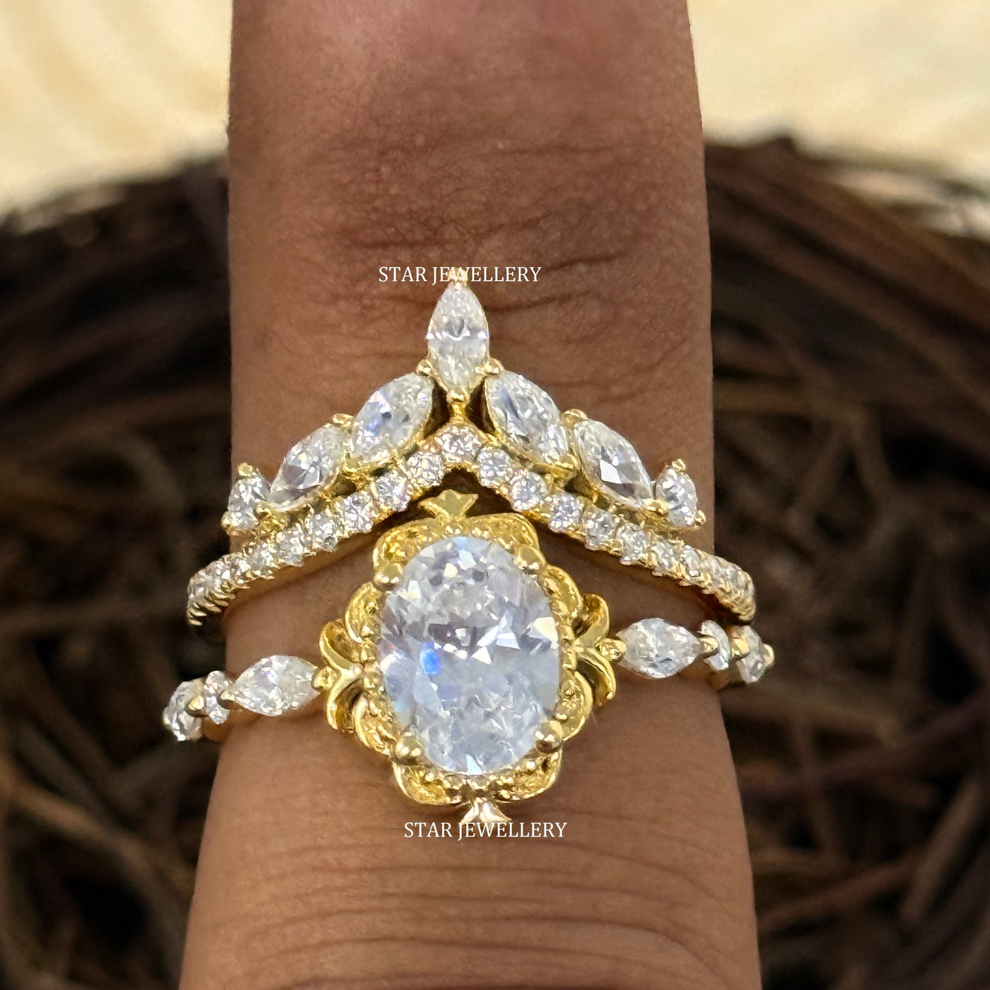 Gold Luxury V‑Shaped Brilliant Lab Grown Diamond Ring
