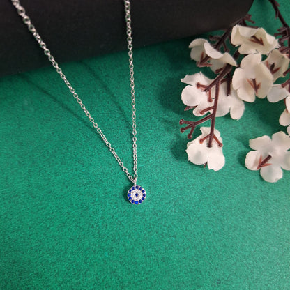 Silver Aura Evil Eye Circle Necklace
