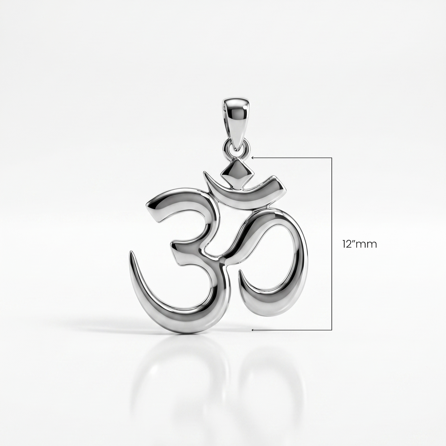 Silver Om symbol pendant on a white background