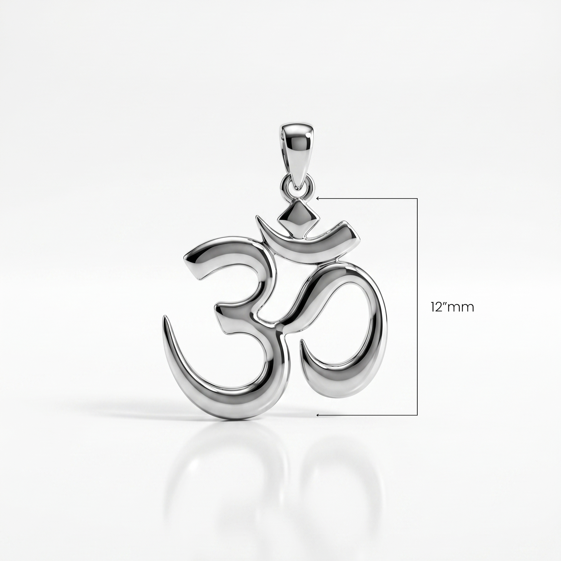 Silver Om symbol pendant on a white background
