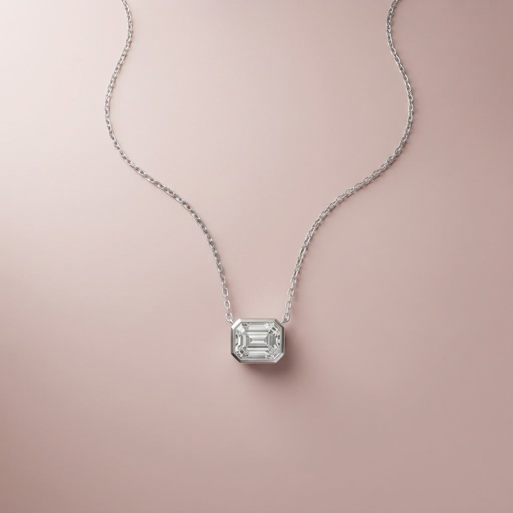 Silver Emerald Cut Pendant