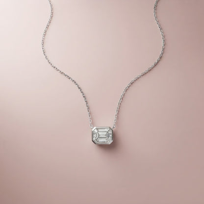 Silver Emerald Cut Pendant