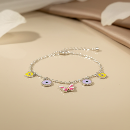 Silver Butteffly Garden Baby Bracelet