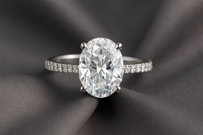 Silver Classic Oval Moissanite Ring