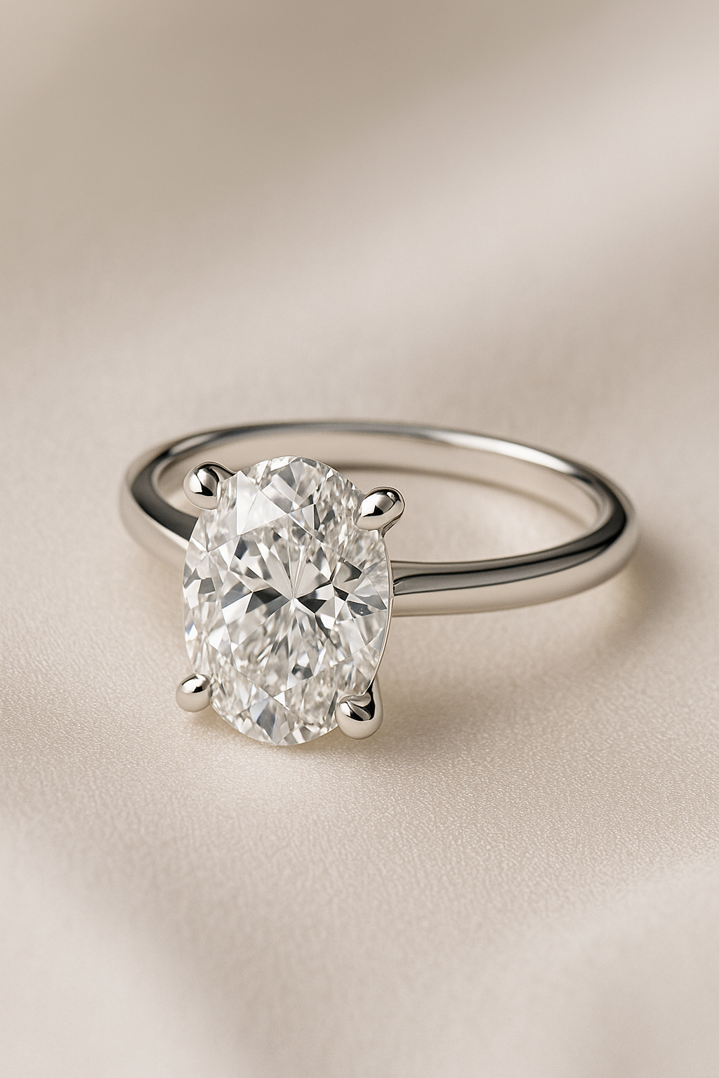Silver Velora Oval Moissanite Ring