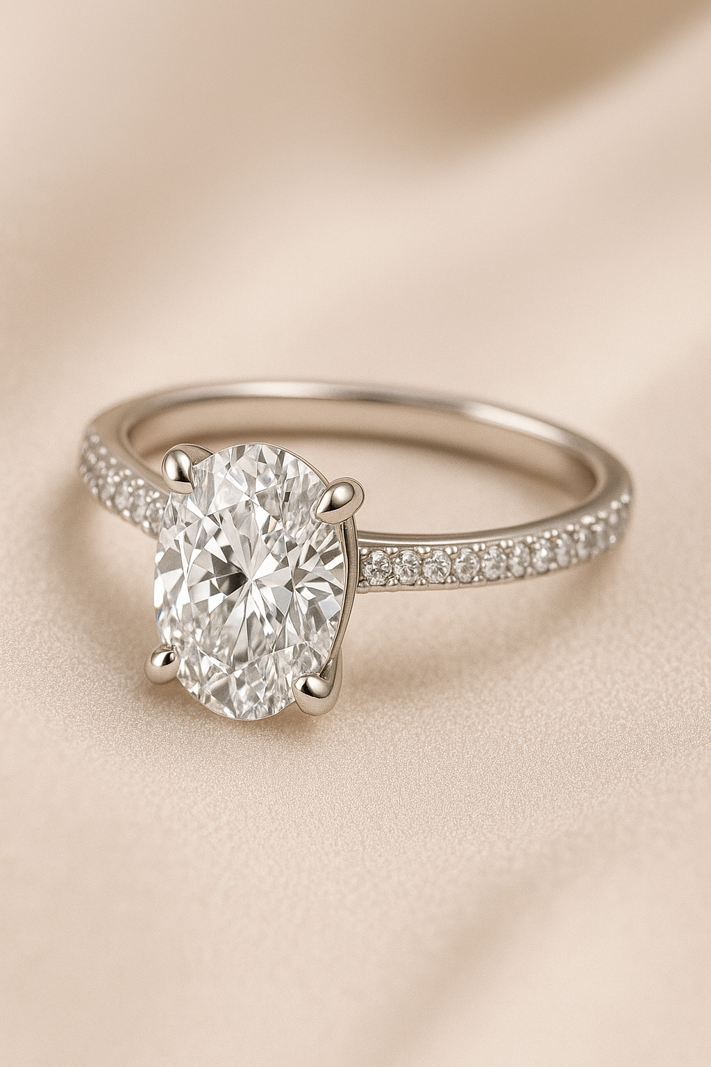 Silver Aurora Oval Moissanite Ring