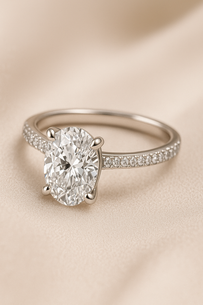 Silver Aurora Oval Moissanite Ring