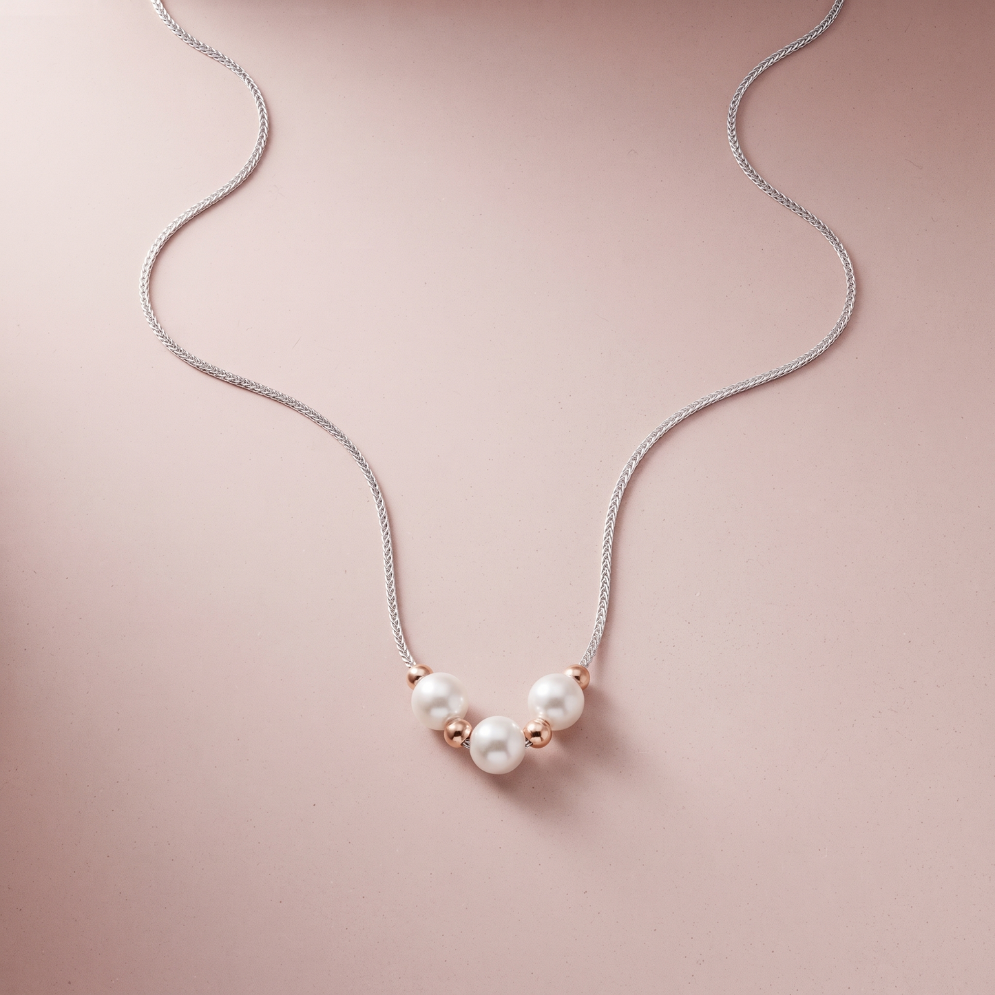 Silver Triple Pearl Mini Necklace