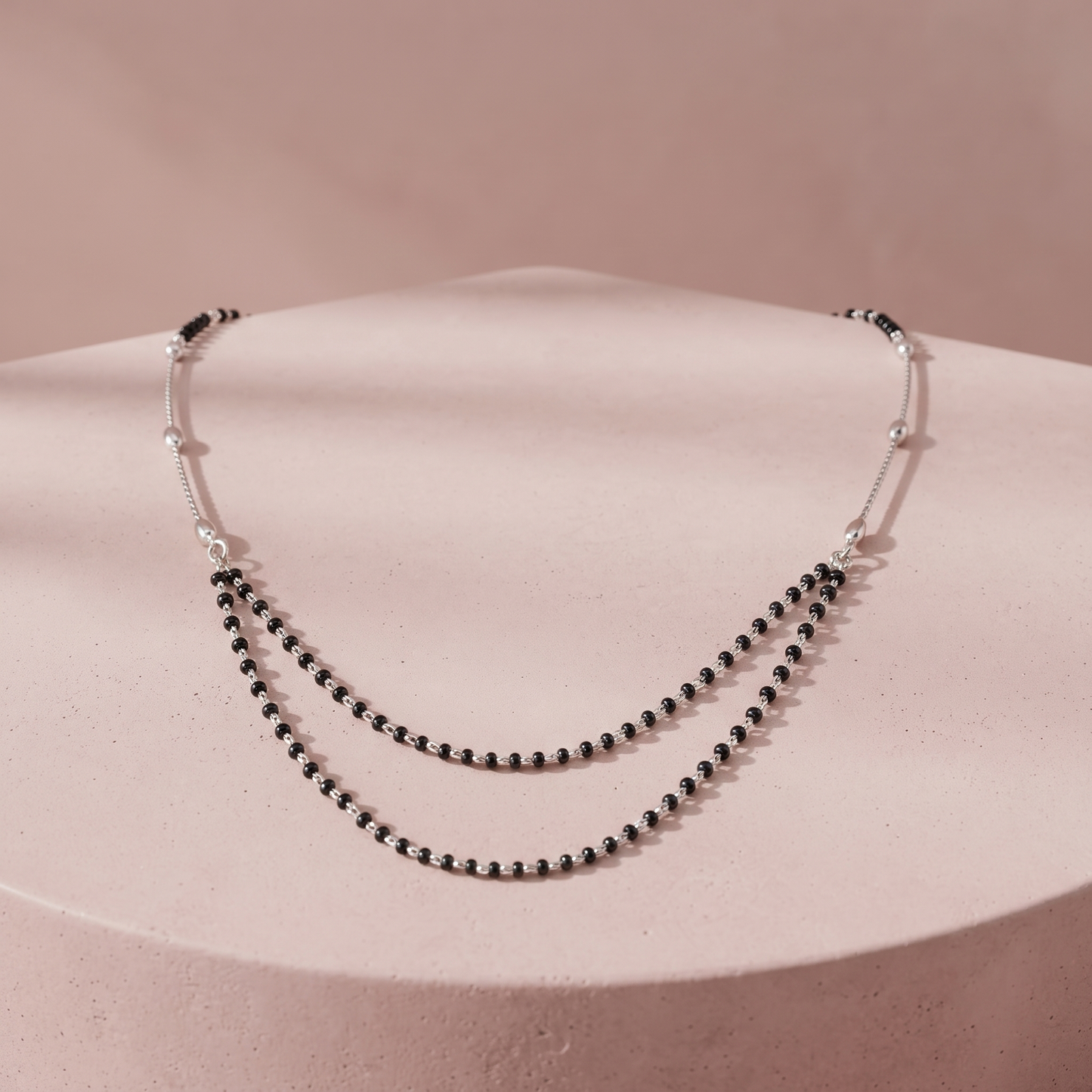 Silver Obsidian Layer Mangalsutra.