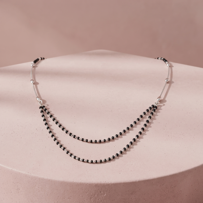 Silver Obsidian Layer Mangalsutra.