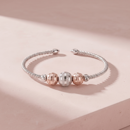 Silver & Rose Gold Bead Wire Bracelet