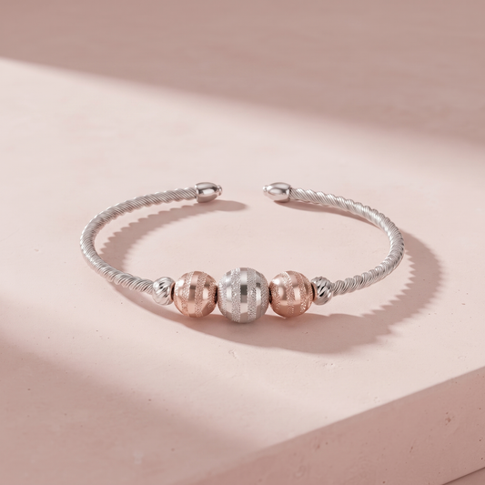 Silver & Rose Gold Bead Wire Bracelet