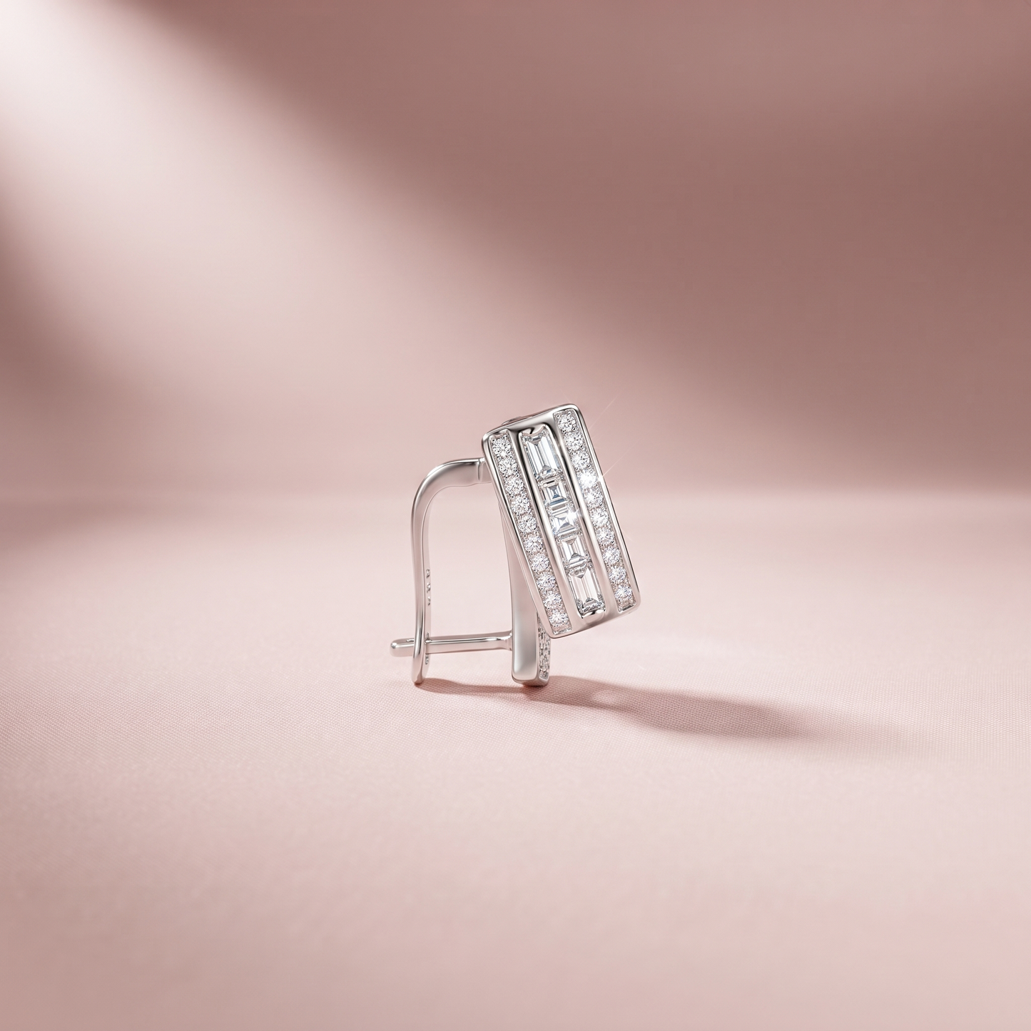 Silver Baguette Stud Earrings