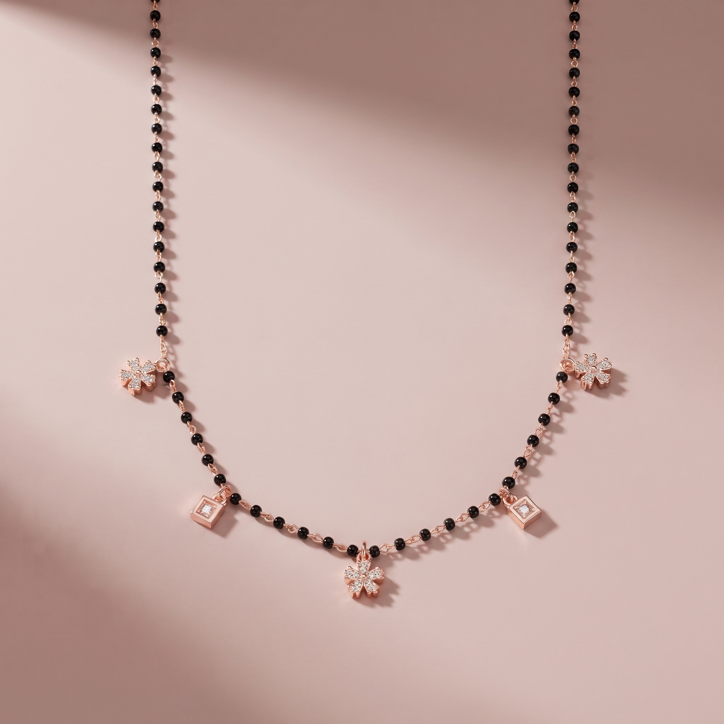 Rose Gold Plated Silver  Sunflower Spark Mangalsutra