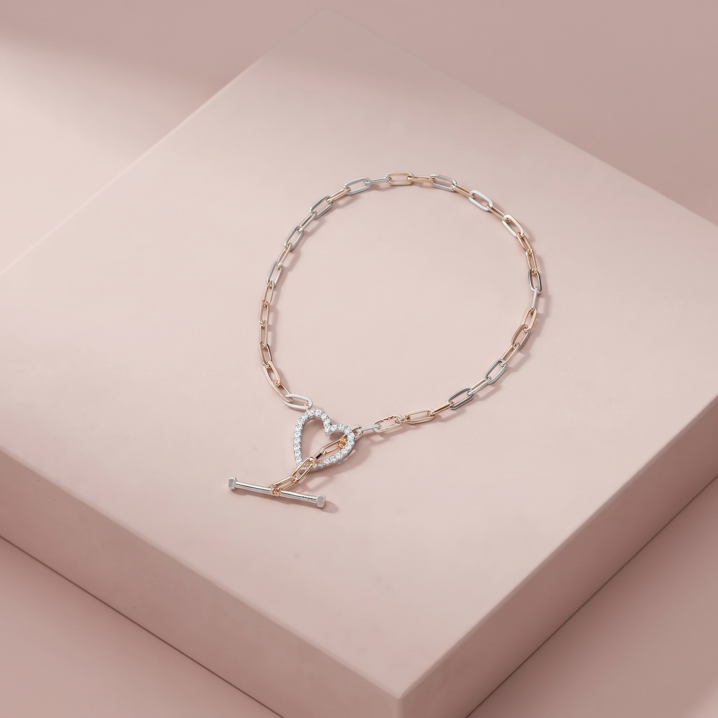 Rose Gold Plated Silver Nova Heart Chain Bracelet