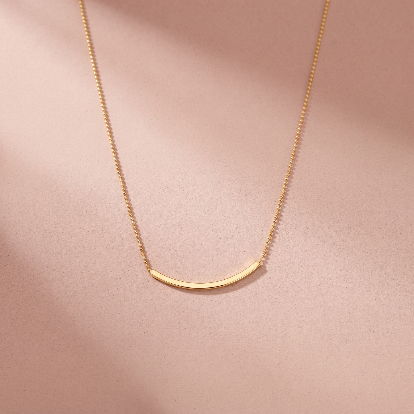 Gold Plated Minimal Curve Bar Necklace