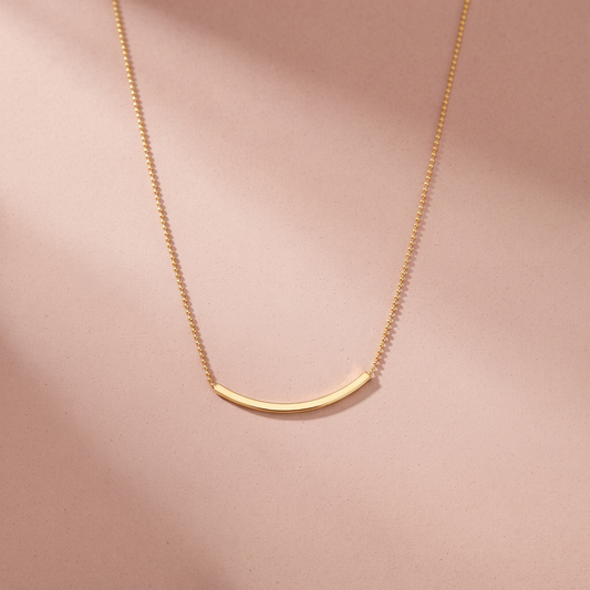 Gold Plated Minimal Curve Bar Necklace
