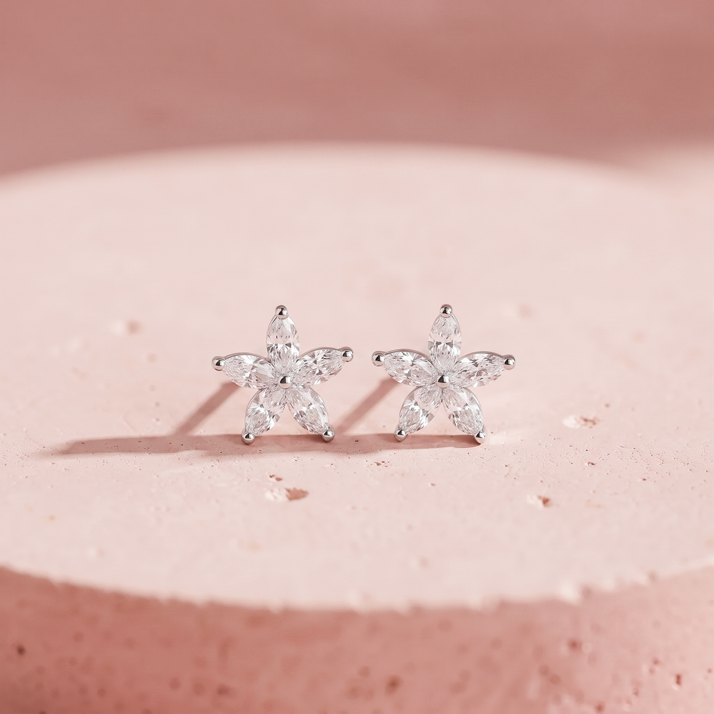 Silver White Bloom Stud Earring
