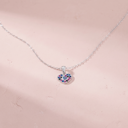 Silver Ranibow Heart Protection Pendant