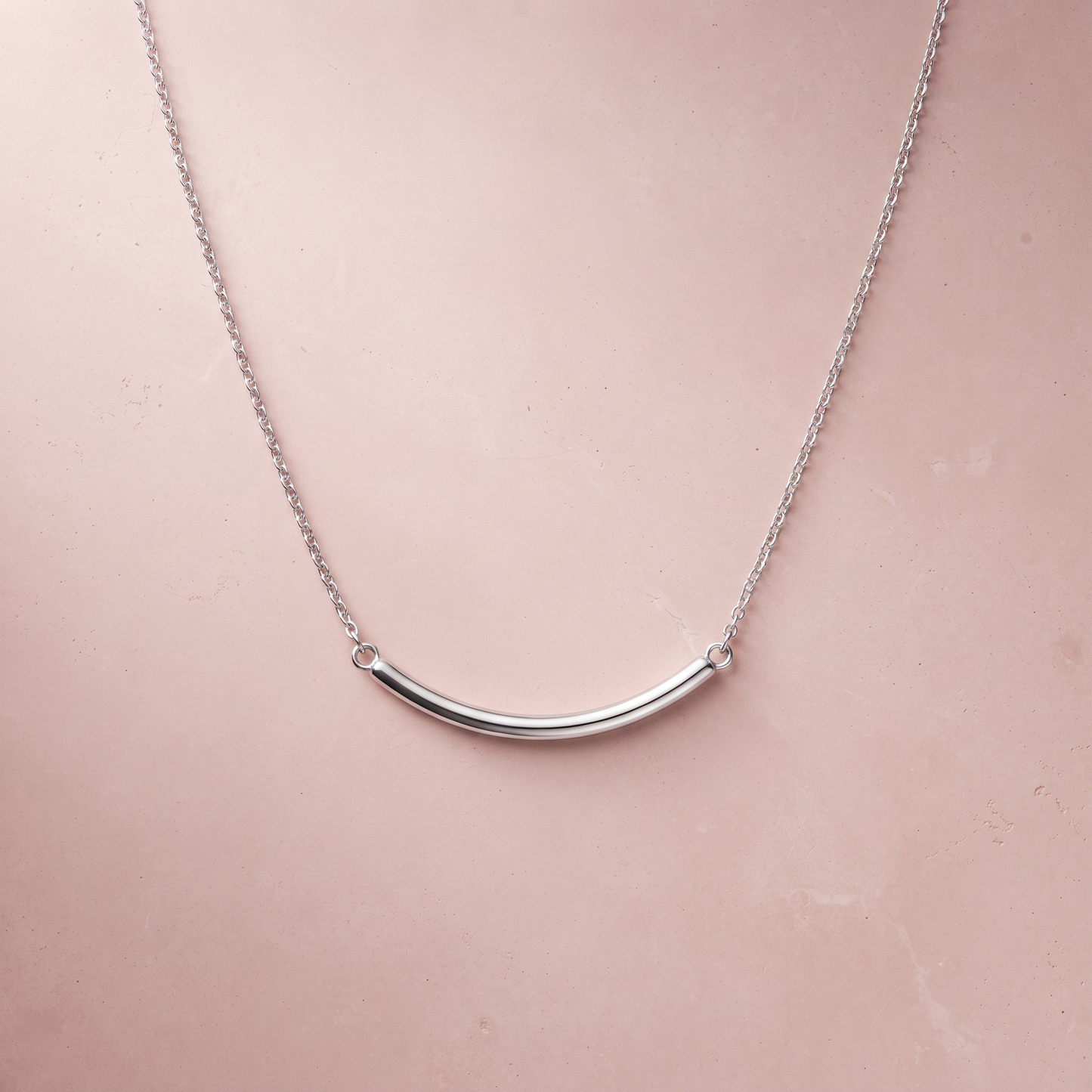 Silver Minimal Curve Bar Necklace