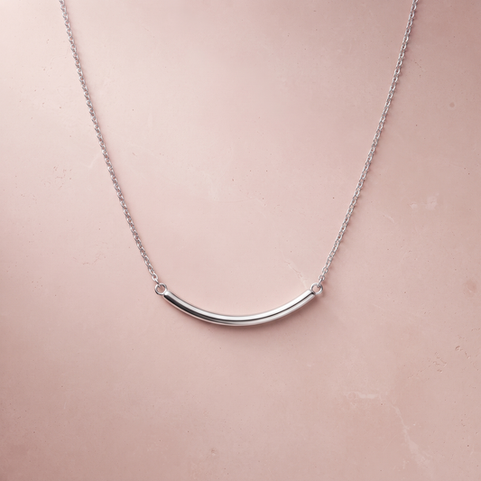Silver Minimal Curve Bar Necklace