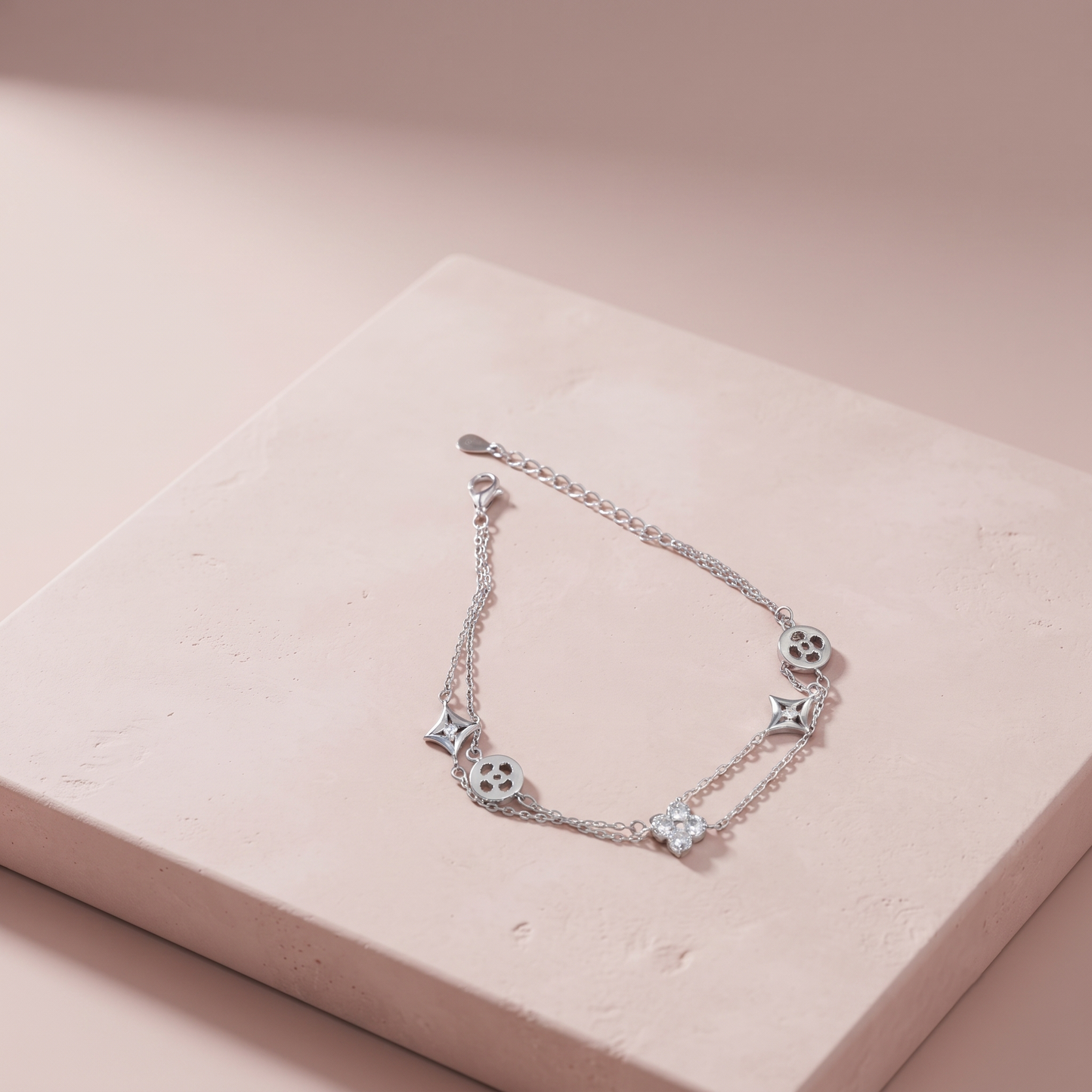 Silver Starlight Clover Bracelet