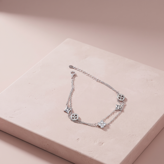 Silver Starlight Clover Bracelet