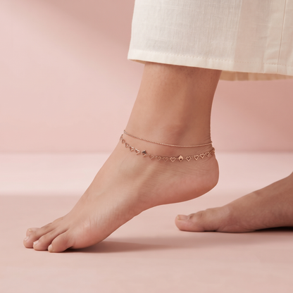 Rose Gold Plated Heart Trail Anklet