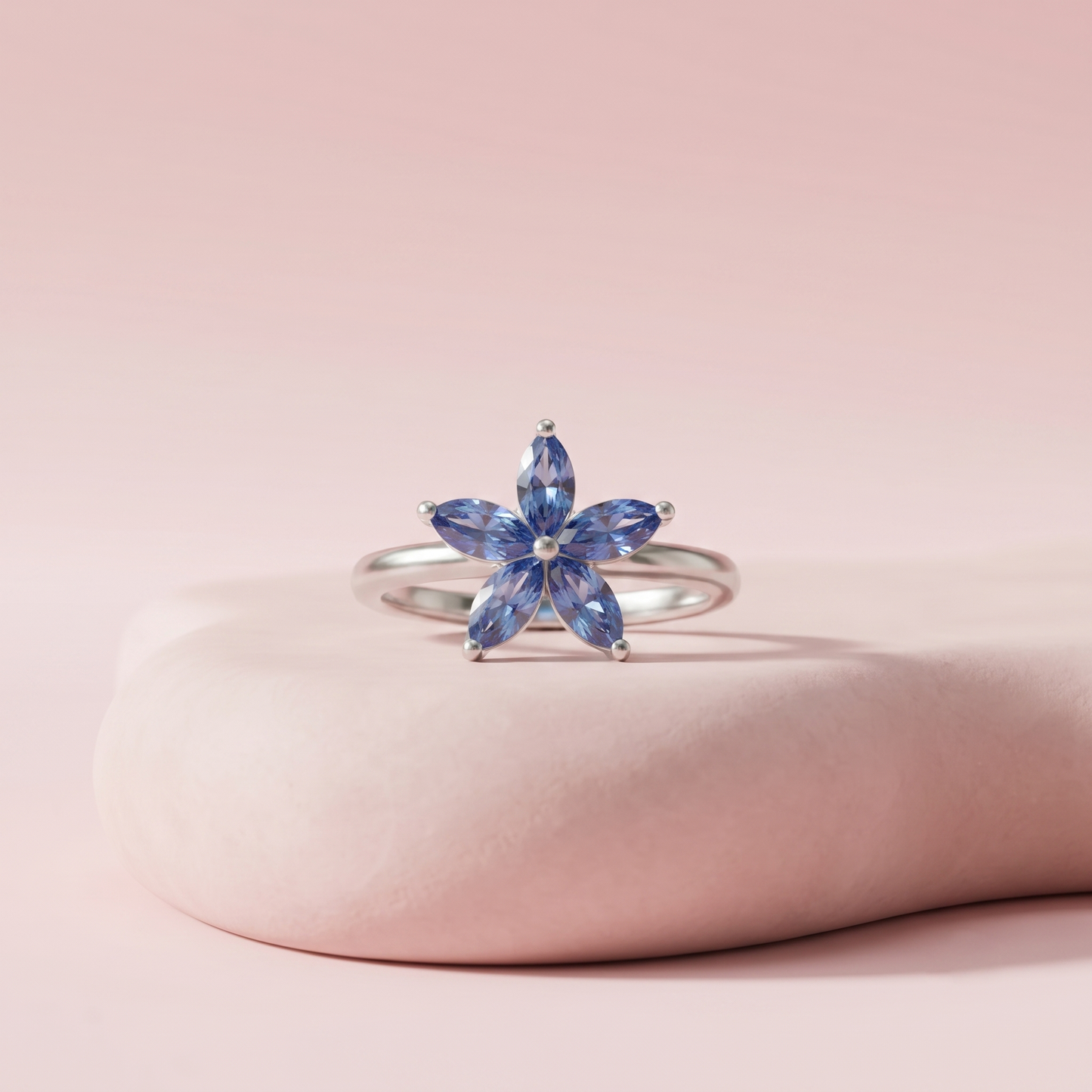 Silver Azure Bloom Ring