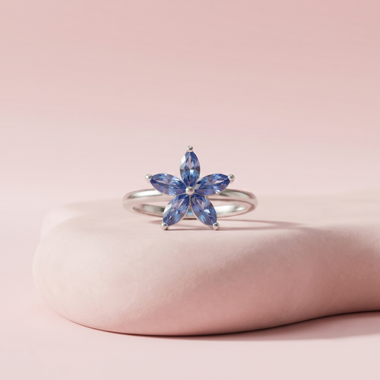 Silver Azure Bloom Ring