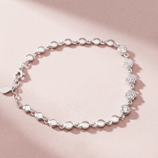 Silver Diamond Clover Spark Bracelet