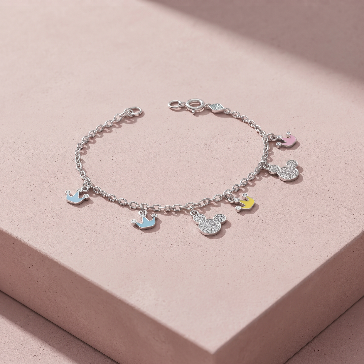 Silver Royal Crown & Mickey Baby Bracelet