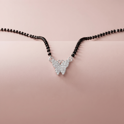 Silver Butterfly Pendant Mangalsutra