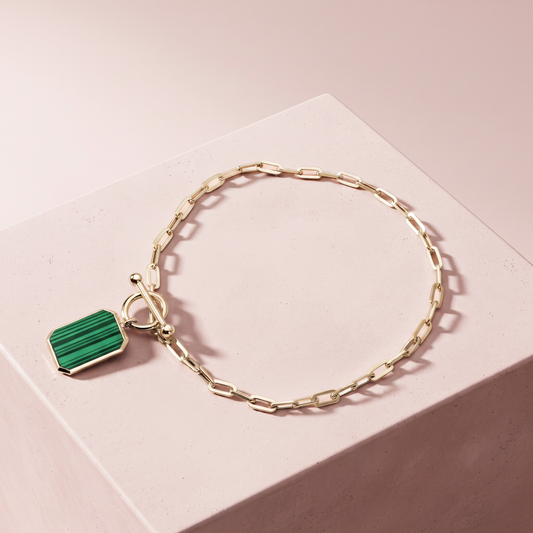 Silver Green Toggle Bracelet