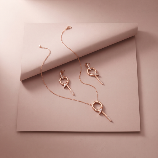 Rose Gold Plated Silver Zircon Serpent Necklace