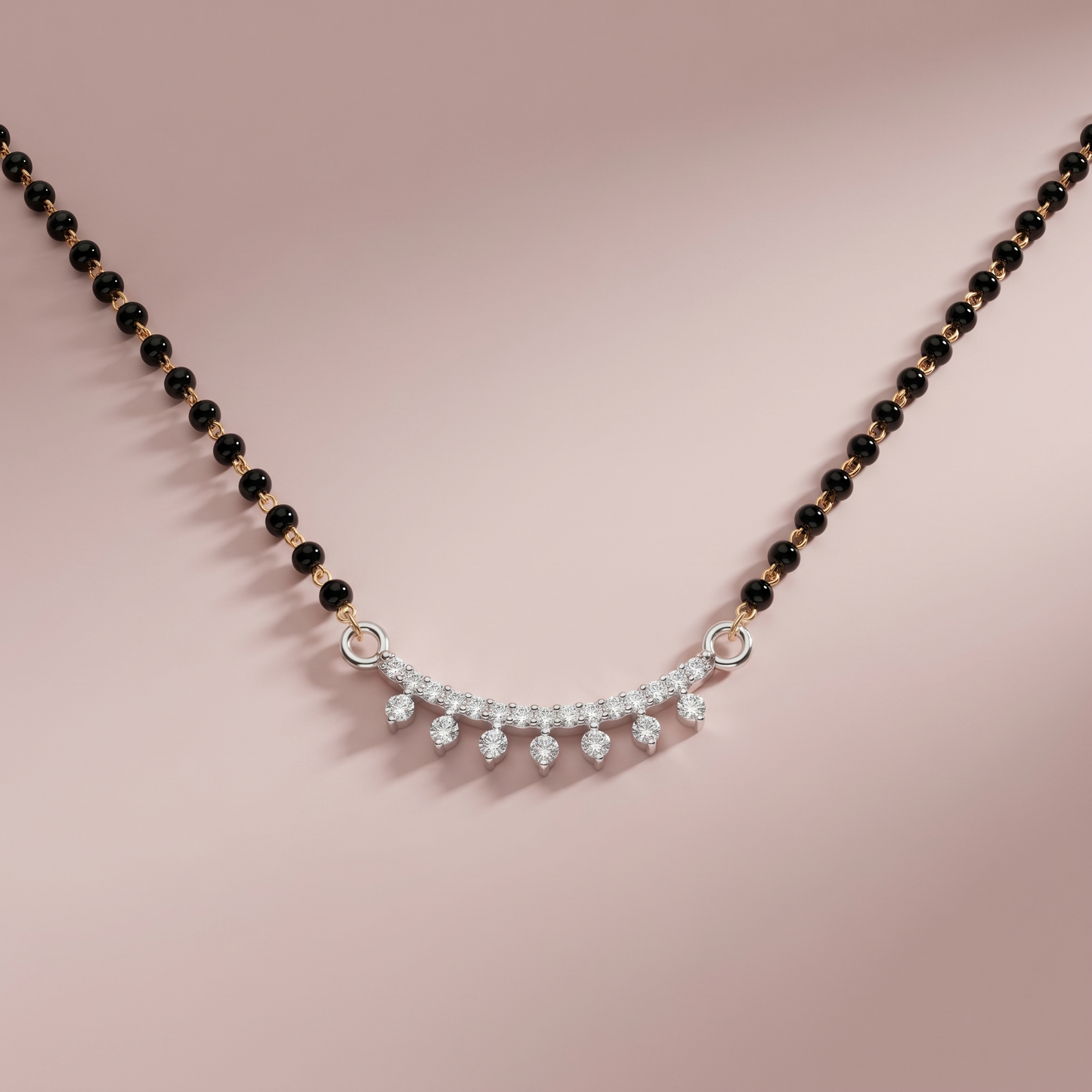Silver Crystal Drop Mangalsutra