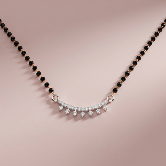 Silver Crystal Drop Mangalsutra