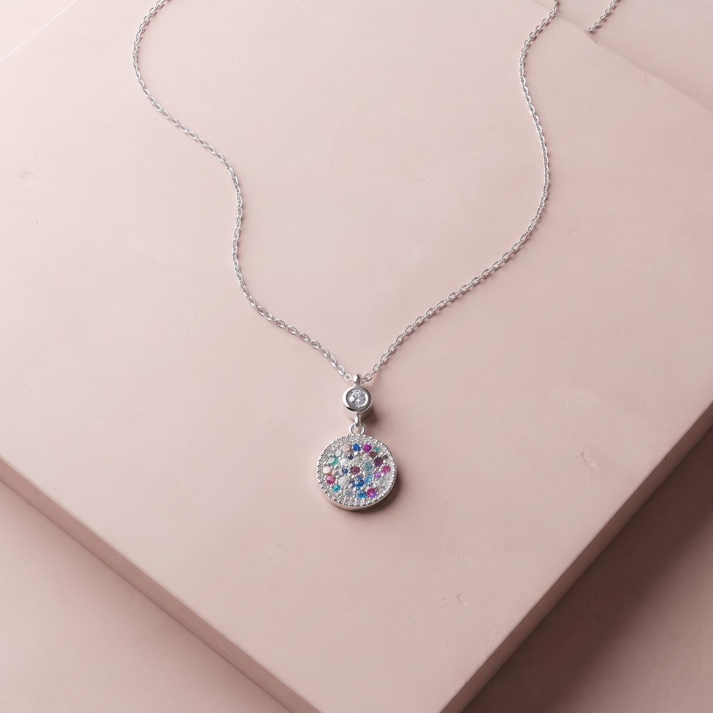 Silver Multicolour Disc Pendant