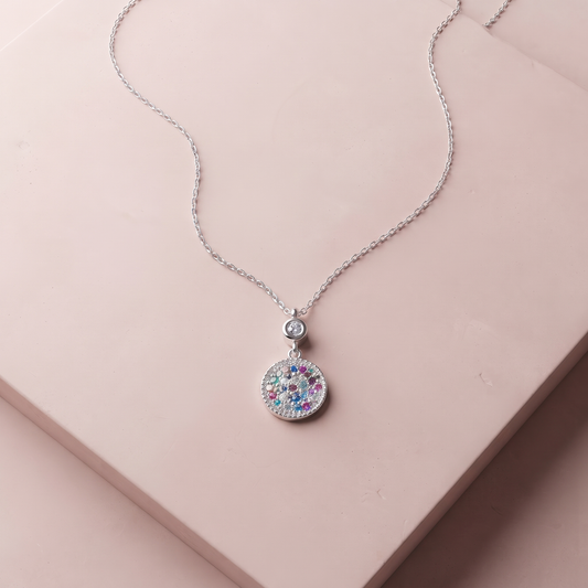 Silver Multicolour Disc Pendant