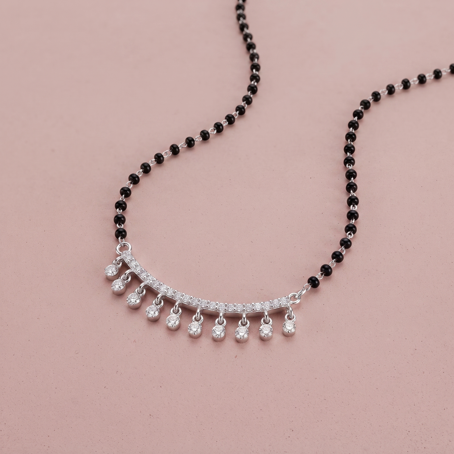 Rose Gold Plated Silver  Crystal Drop Mangalsutra