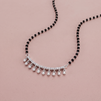 Rose Gold Plated Silver  Crystal Drop Mangalsutra
