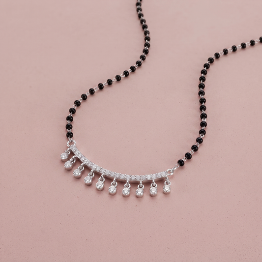 Rose Gold Plated Silver  Crystal Drop Mangalsutra
