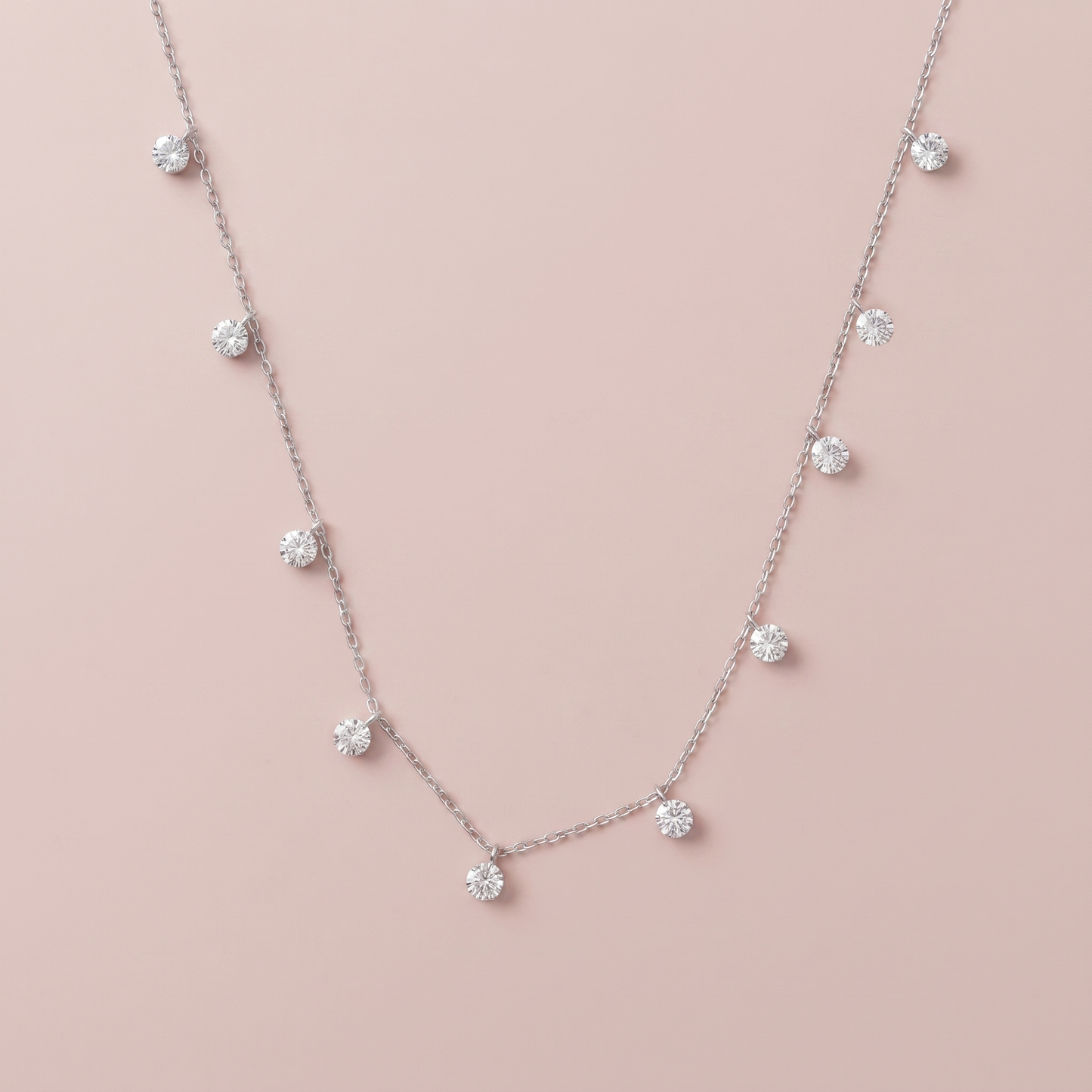 Silver Classic Crystal  Necklace
