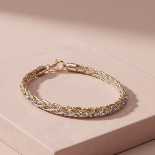 Silver Twisted Rose Gold-Silver Bracelet