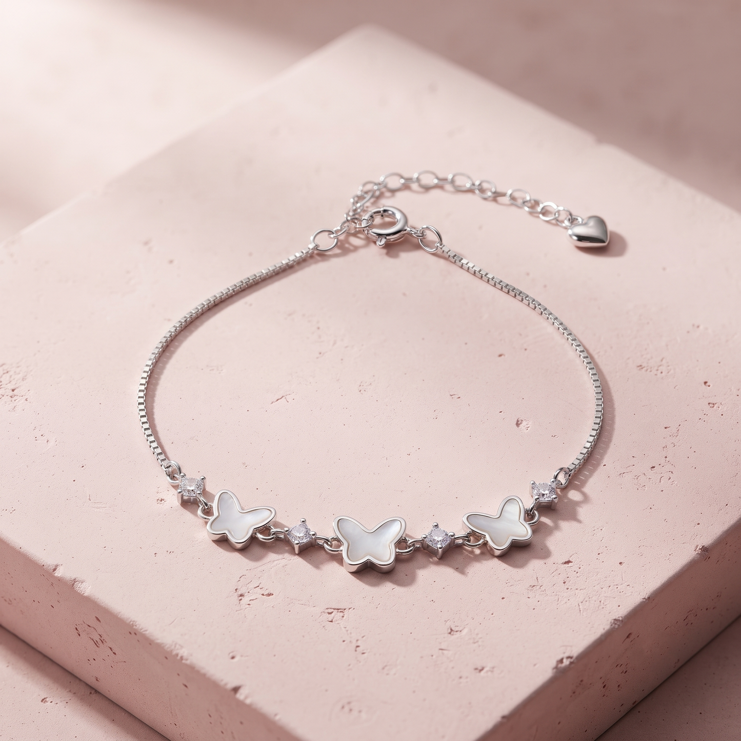 Silver Butterfly Cluster Bracelet