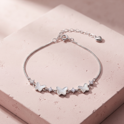 Silver Butterfly Cluster Bracelet