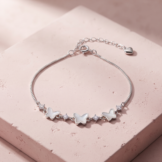 Silver Butterfly Cluster Bracelet